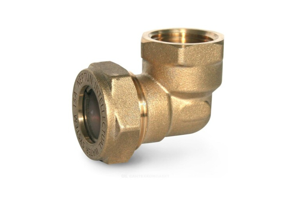 Угольник латунь EasyFix IWS 90гр Ду 15х1/2" обжим/ВР для нержавеющих труб STAHLMANN (Neptun)