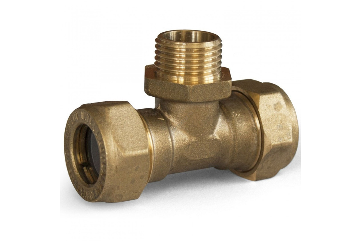 Тройник латунь EasyFix IWS Ду 15х1/2&quot;х15 обжим/НР для нержавеющих труб STAHLMANN (Neptun)