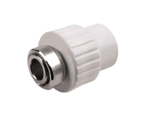 Муфта PP-R комбинированная белая с накидной гайкой Дн 20х3/4" на метал. штуцере