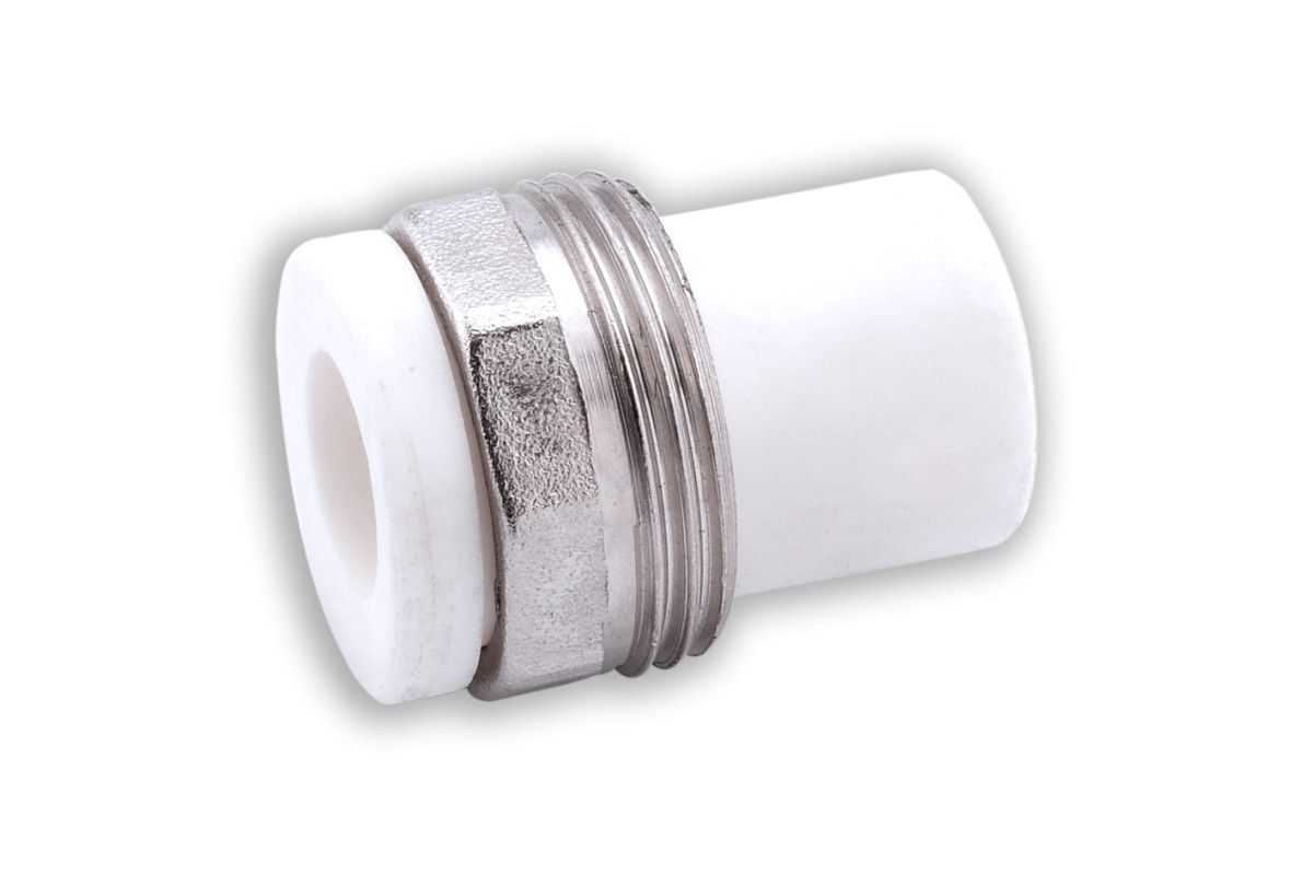 Штуцер PP-R белый НР/нак. гайка Дн 25х1 VALFEX 10137025