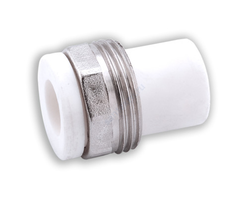 Штуцер PP-R белый НР/нак. гайка Дн 25х1 VALFEX 10137025