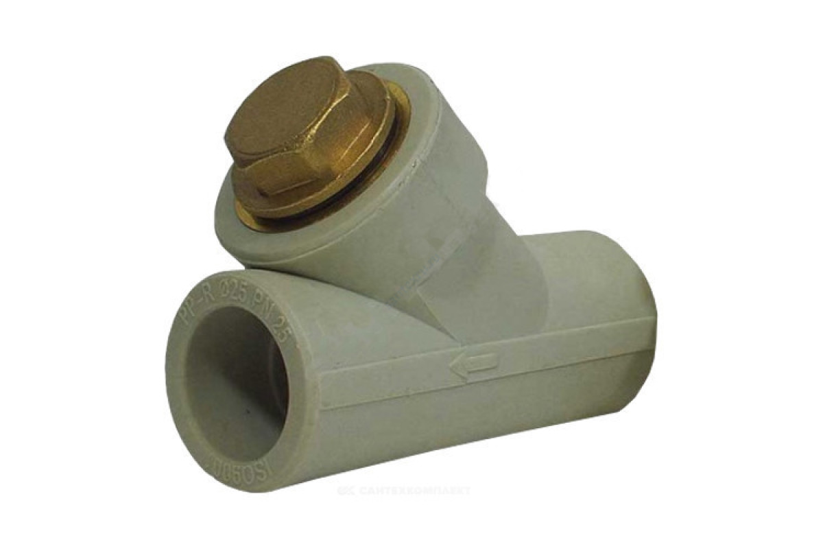 Фильтр PP-R сетчатый серый внутренняя пайка Дн 20х45гр РосТурПласт 15526