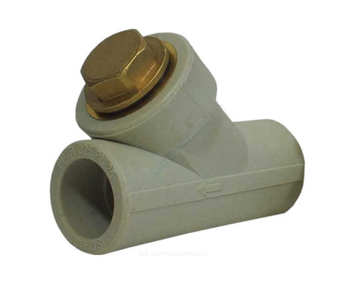 Фильтр PP-R сетчатый серый внутренняя пайка Дн 32х45гр РосТурПласт 15528