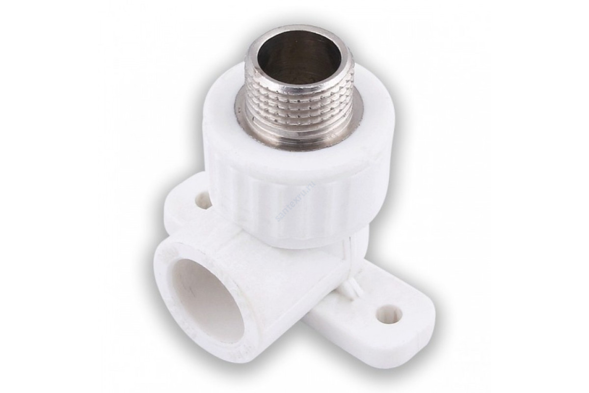 Угольник PP-R комбинированный белый НР Дн 25х1/2" с креплением VALFEX 10121025