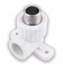 Угольник PP-R комбинированный белый НР Дн 25х1/2" с креплением VALFEX 10121025