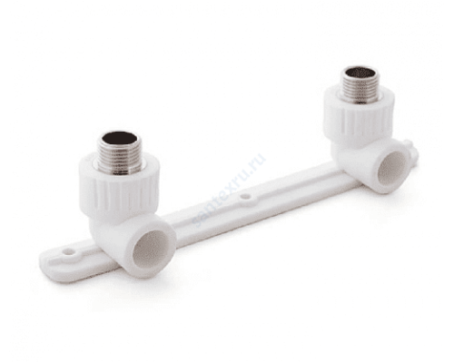 Планка PP-R монтажная белая НР Дн 20х1/2" Ру25 под смеситель с водорозетками РосТурПласт 10703