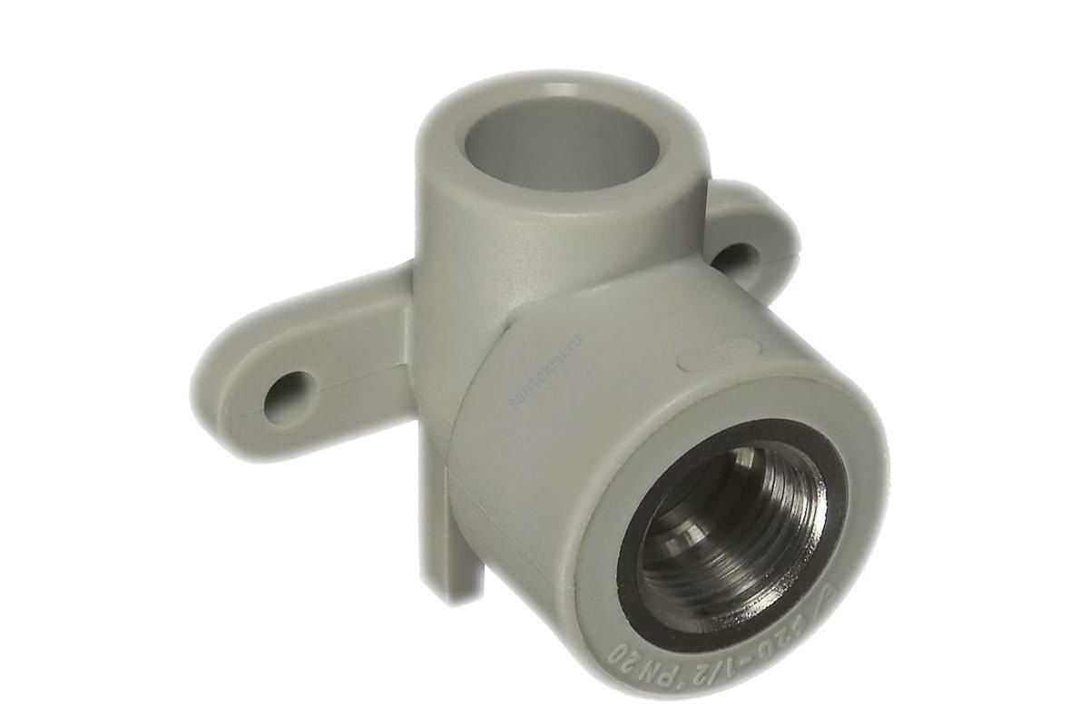 Угольник PP-R комбинированный серый ВР Дн 25х1/2" с креплением VALFEX