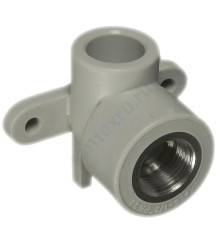 Угольник PP-R комбинированный серый ВР Дн 25х1/2" с креплением VALFEX