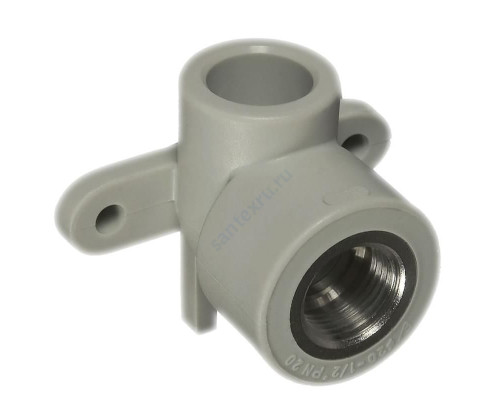 Угольник PP-R комбинированный серый ВР Дн 25х1/2" с креплением VALFEX