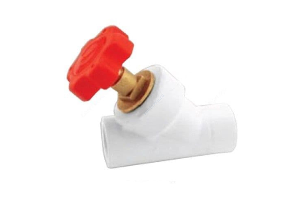 Клапан (вентиль) PP-R запорный белый внутренняя пайка Дн 32х45гр VALFEX 10174032