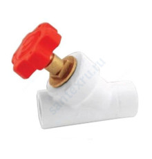 Клапан (вентиль) PP-R запорный белый внутренняя пайка Дн 32х45гр VALFEX 10174032