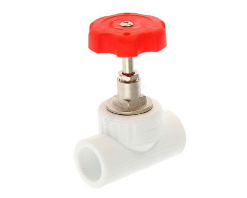 Клапан (вентиль) PP-R запорный белый внутренняя пайка Дн 20х90гр РосТурПласт 10524