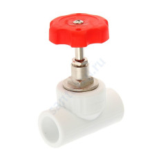 Клапан (вентиль) PP-R запорный белый внутренняя пайка Дн 25х90гр РосТурПласт 10526