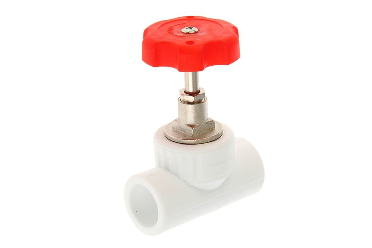 Клапан (вентиль) PP-R запорный белый внутренняя пайка Дн 32х90гр РосТурПласт 10529