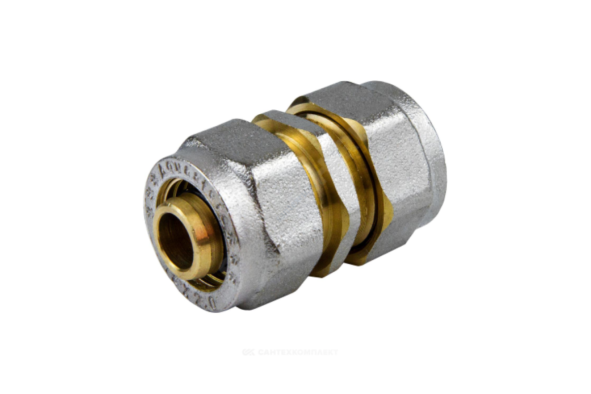 Муфта МП латунь никель обжим 7003 Дн 26 ГОСТ 32415-2013 Aquasfera 7003-03