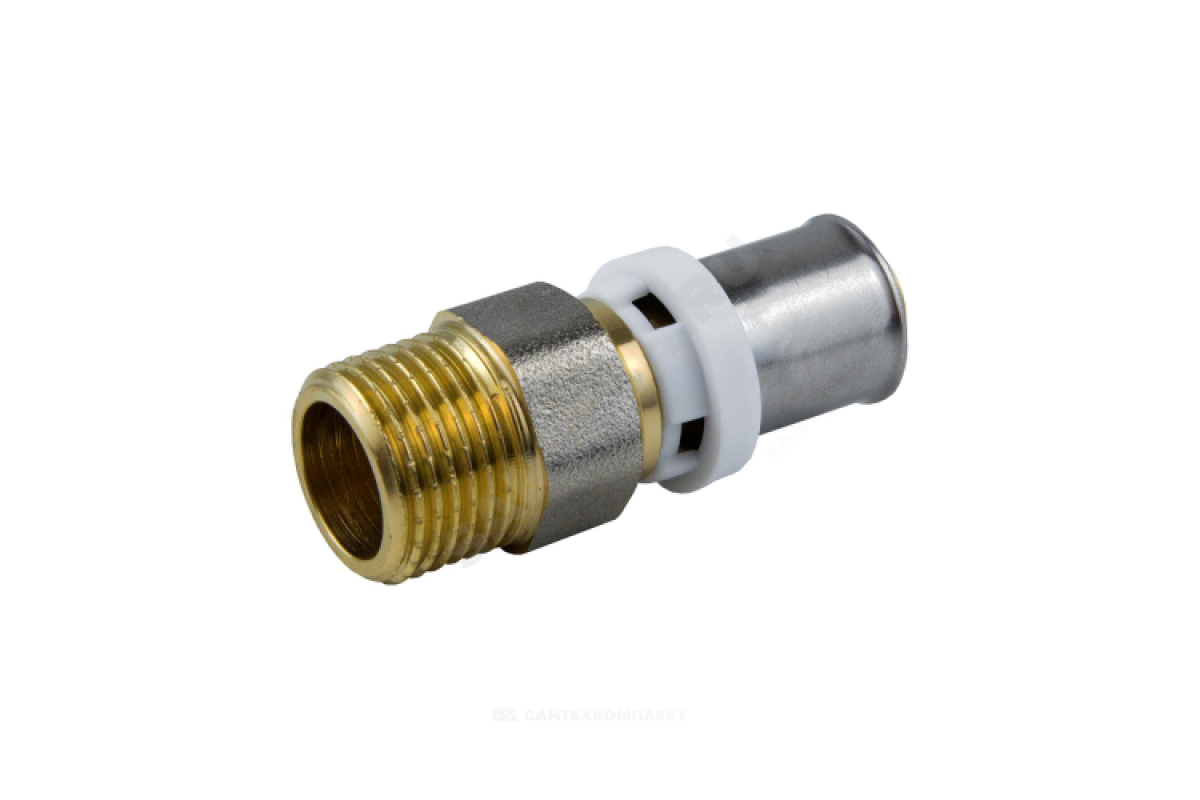 Муфта МП латунь никель пресс 8001 Дн 16х1/2" НР ГОСТ 32415-2013 Aquasfera 8001-01