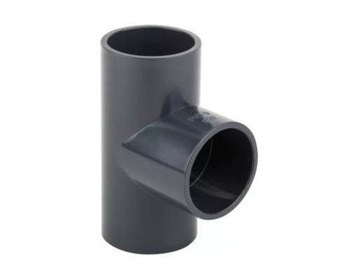 Тройник ПВХ серый под клеевое соед Дн 110х90гр Ру10 напорный Aquaviva