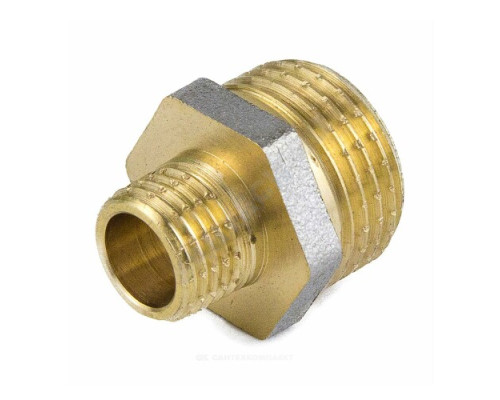 Ниппель латунь никель переходной Ду 25х15 (1"х1/2") НР 9023 ГОСТ 32585-2013 Aquasfera 9023-04