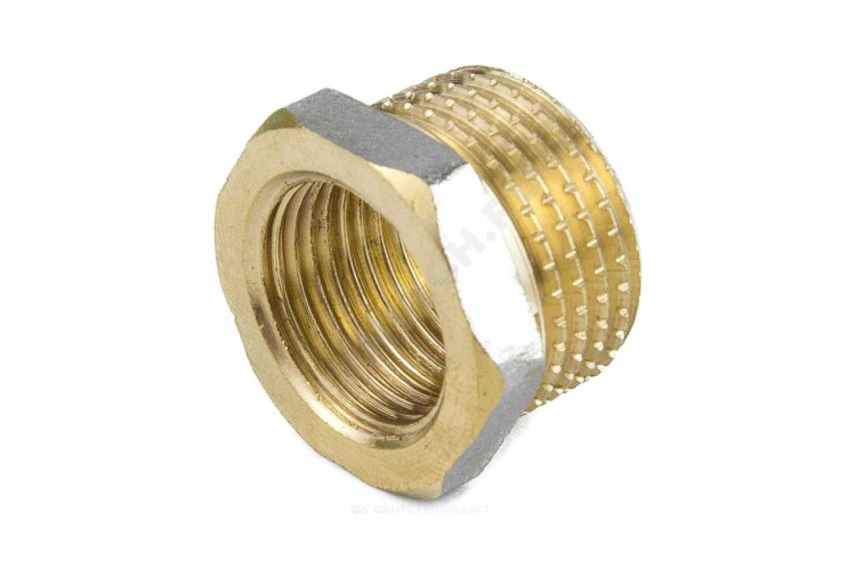 Футорка латунь никель Ду 40х20 (1 1/2"х3/4") НР/ВР 9024 ГОСТ 32585-2013 Aquasfera 9024-08