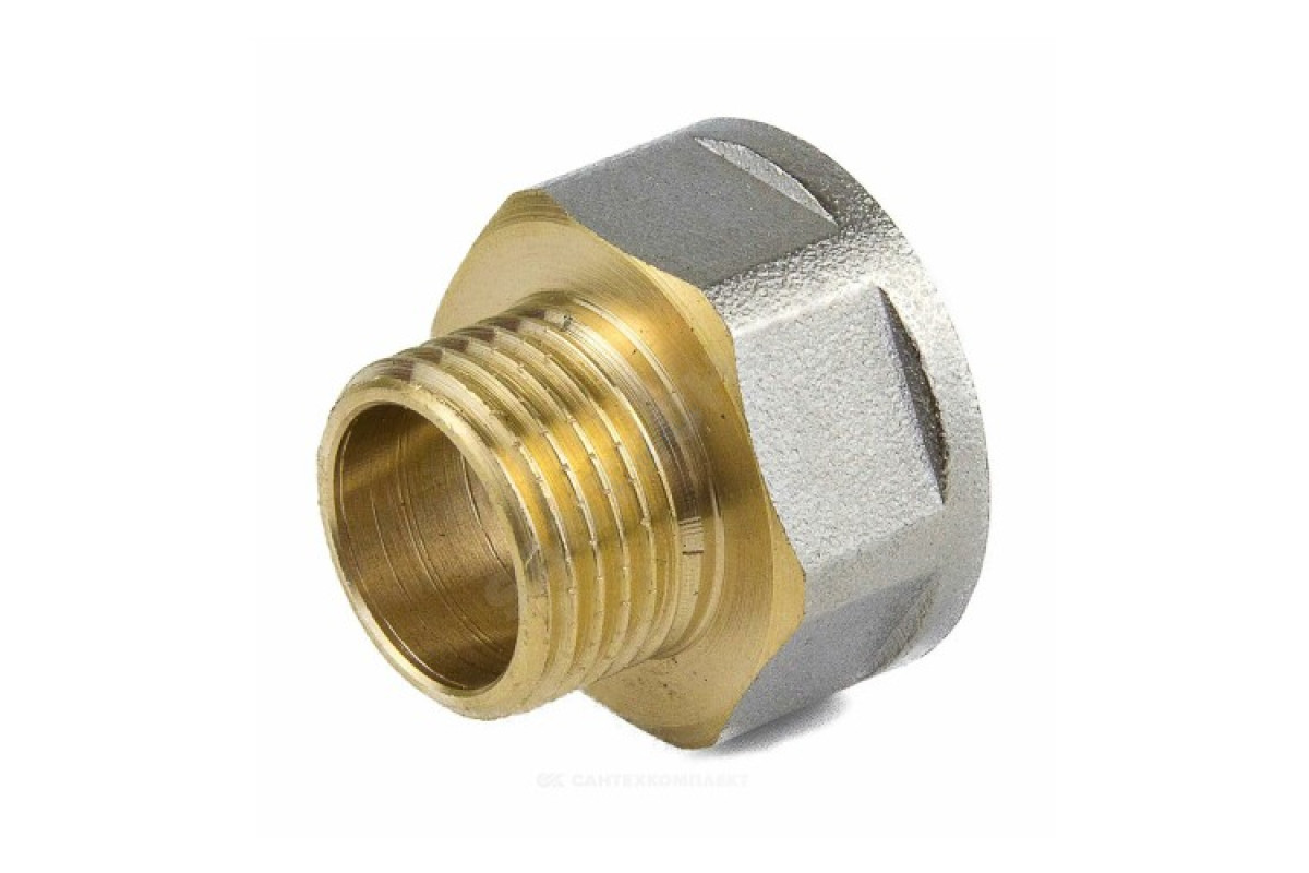 Переход латунь никель реборда Ду 40х32 (1 1/2"х1 1/4") ВР/НР 9021 ГОСТ 32585-2013 Aquasfera 9021-09