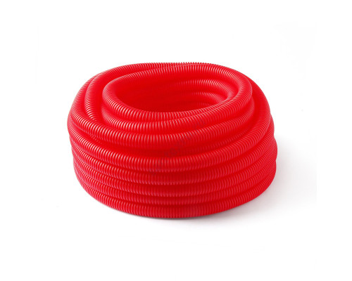 Шланг гофрированный для PE-X Дн 40 для трубы Дн 25 красный бухта 50м с зондом РОС