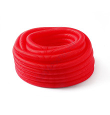 Шланг гофрированный для PE-X Дн 50 для трубы Дн 32 красный бухта 30м с зондом РОС