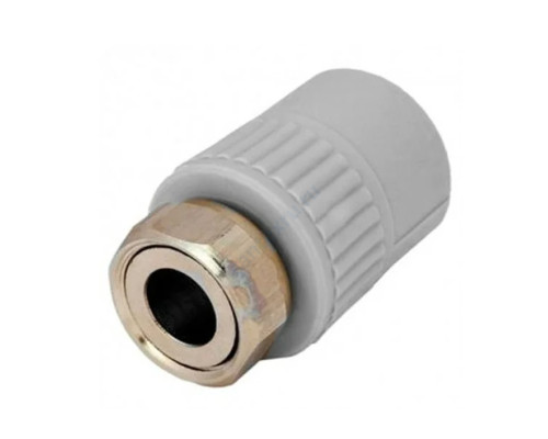 Муфта PP-R комбинированная серая с накидной гайкой Дн 25х3/4" VALFEX 10139025Г