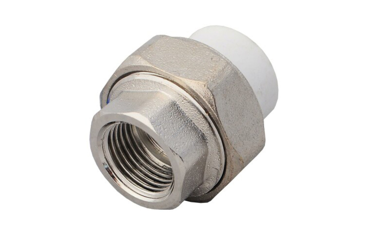 Муфта PP-R комбинированная разъемная белая ВР Дн 20х1" Китай