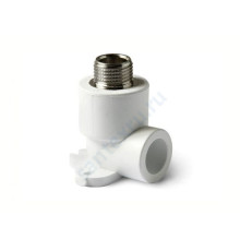 Угольник PP-R комбинированный белый НР Дн 20х1/2" с креплением Китай