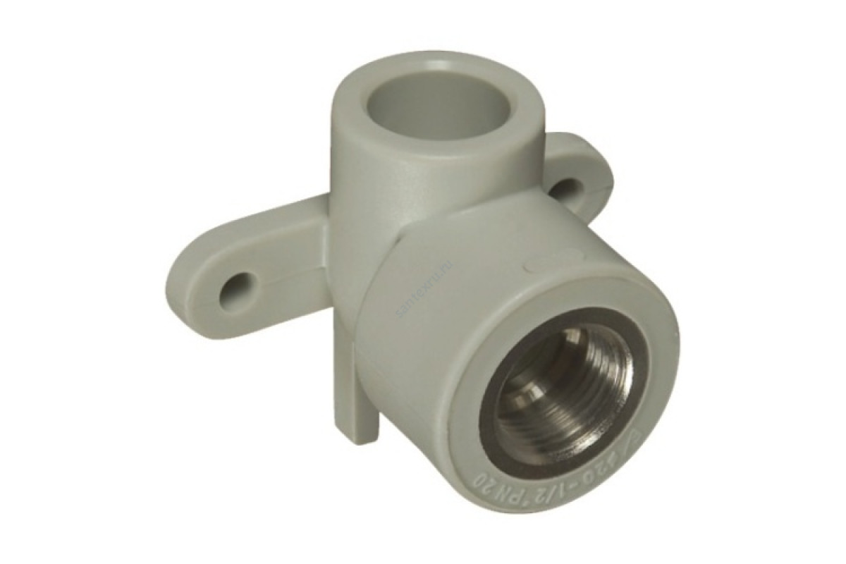 Угольник PP-R комбинированный серый ВР Дн 25х1/2" с креплением VALFEX 10120025Г