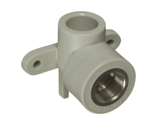 Угольник PP-R комбинированный серый ВР Дн 25х1/2" с креплением VALFEX 10120025Г