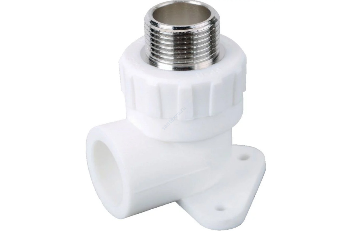 Угольник PP-R комбинированный белый НР Дн 20х1/2" с креплением RTP (РосТурПласт) 10806