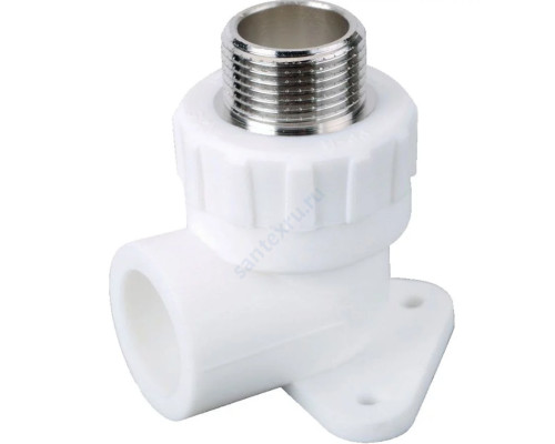 Угольник PP-R комбинированный белый НР Дн 20х1/2" с креплением RTP (РосТурПласт) 10806