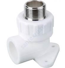 Угольник PP-R комбинированный белый НР Дн 25х1/2" с креплением RTP (РосТурПласт) 15109