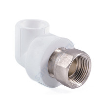 Угольник PP-R комбинированный белый с накидной гайкой Дн 25х3/4" RTP (РосТурПласт) 14267