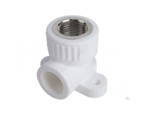 Угольник PP-R комбинированный белый ВР Дн 20х1/2" с креплением VALFEX 10120020