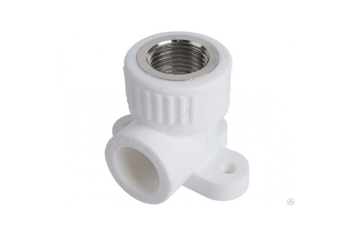 Угольник PP-R комбинированный белый ВР Дн 25х1/2" с креплением VALFEX 10120025