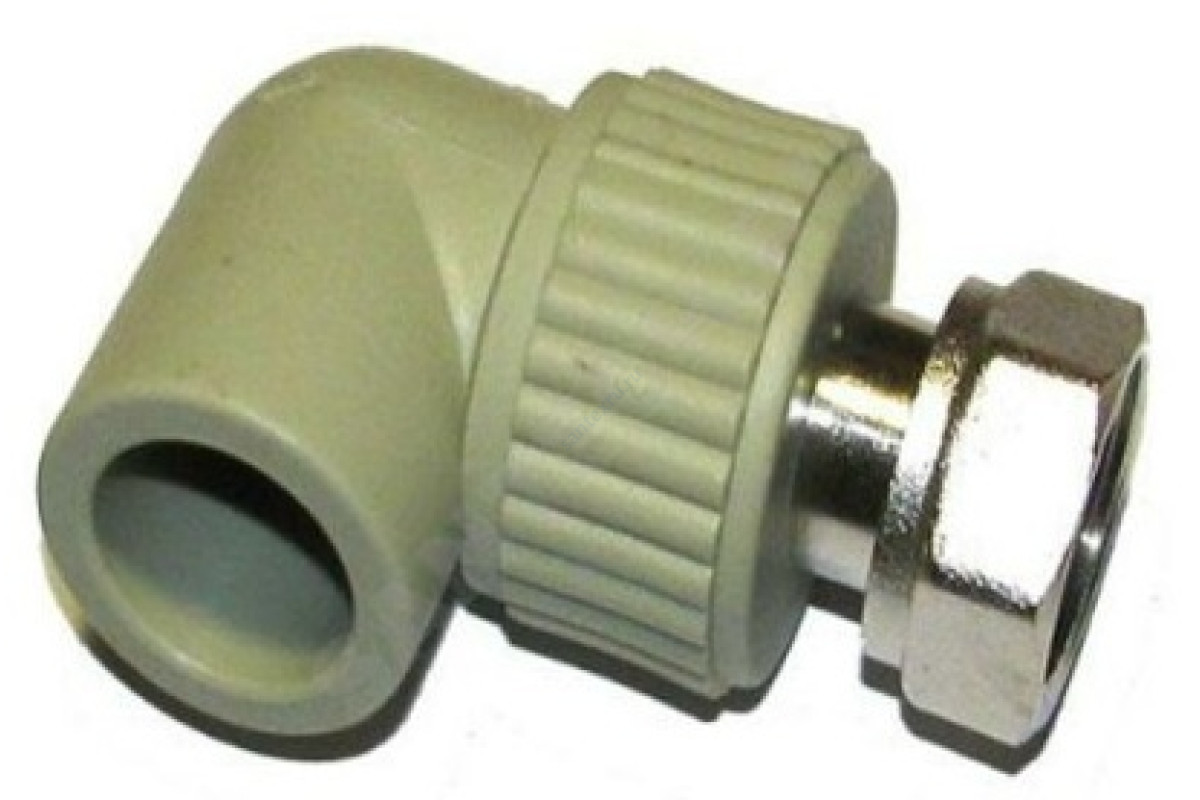 Угольник PP-R комбинированный серый с накидной гайкой Дн 25х3/4" VALFEX 10138025Г