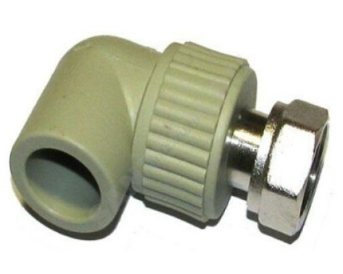 Угольник PP-R комбинированный серый с накидной гайкой Дн 25х3/4" VALFEX 10138025Г