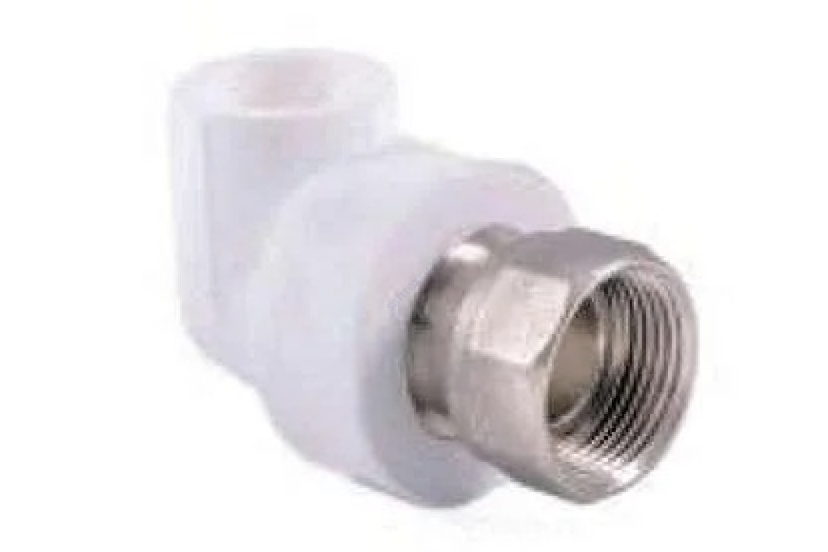 Угольник PP-R комбинированный белый с накидной гайкой Дн 20х1/2" VALFEX 10138020