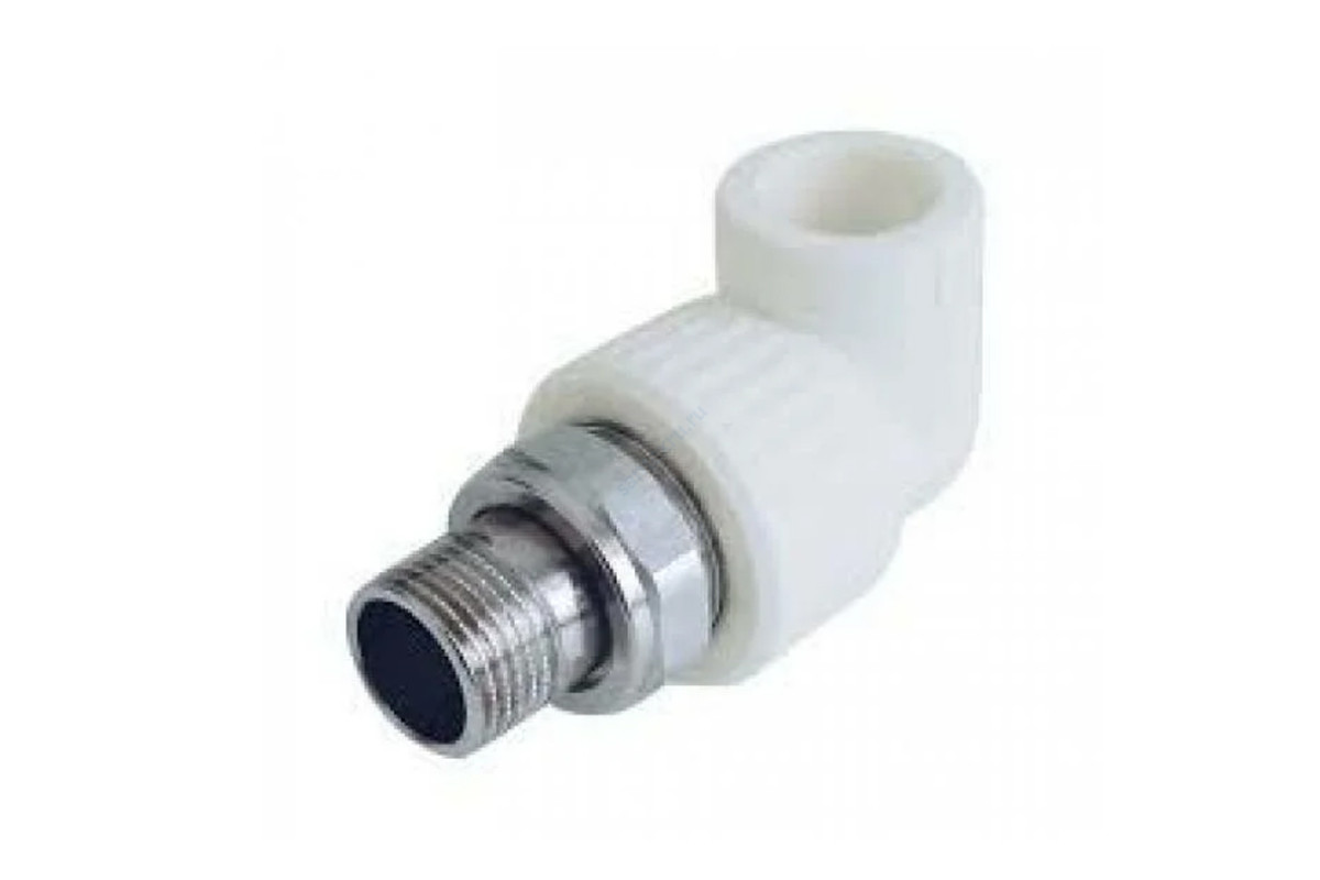 Угольник PP-R комбинированный разъемный белый НР Дн 25х3/4" для радиатора RTP (РосТурПласт) 14627