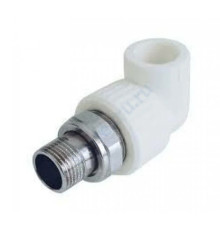 Угольник PP-R комбинированный разъемный белый НР Дн 25х3/4" для радиатора RTP (РосТурПласт) 14627