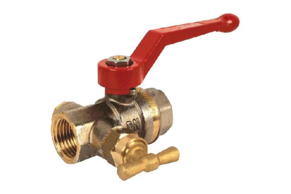 Кран шаровой латунь со спускником BVR-D никель Ду 50 Ру40 ВР G2" рычаг полнопроходной со спускником Danfoss 065B8221