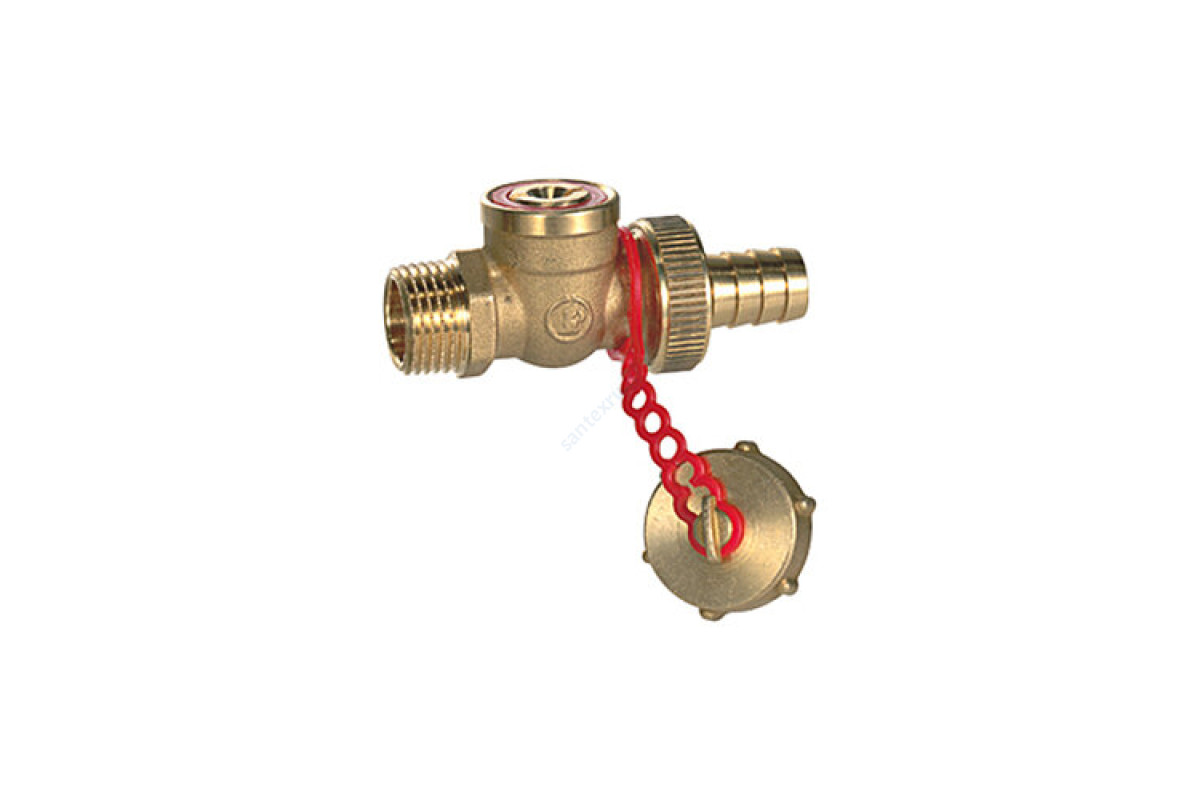 Кран шаровой латунь сливной R608 Ду 15 Ру10 НР G1/2" под отвертку с заглушкой со штуцером Giacomini R608Y013