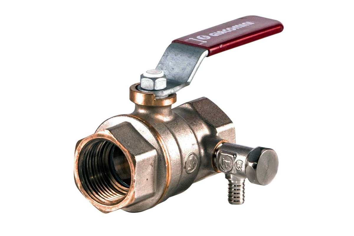 Кран шаровой латунь со спускником R910S никель Ду 20 Ру42 ВР G3/4" рычаг полнопроходной со спускником Giacomini R910SX004