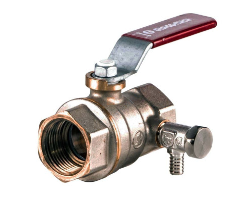 Кран шаровой латунь со спускником R910S никель Ду 50 Ру35 ВР G1" рычаг полнопроходной со спускником Giacomini R910SX008