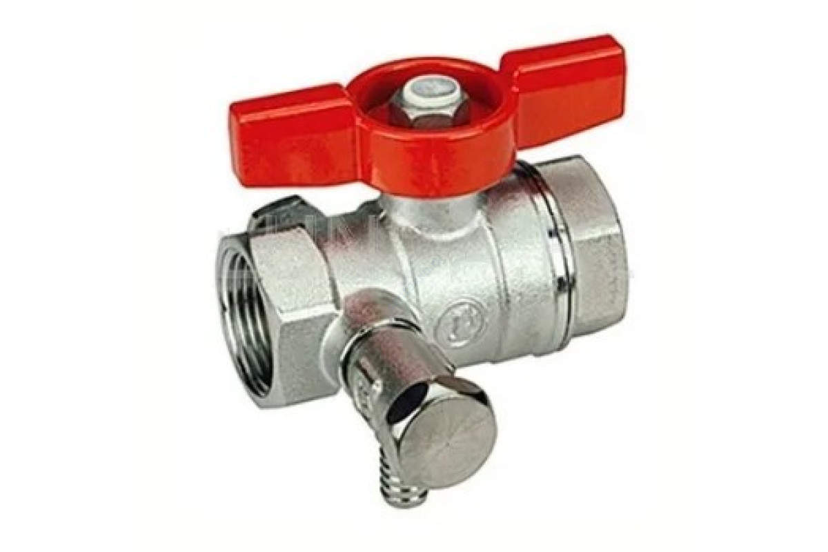 Кран шаровой латунь со спускником R251S хром Ду 20 Ру42 ВР G3/4" бабочка со спускником Giacomini R251SX004