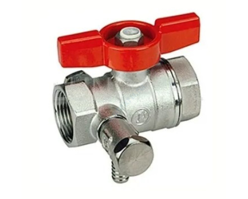 Кран шаровой латунь со спускником R251S хром Ду 25 Ру42 ВР G3/4" бабочка со спускником Giacomini R251SX005