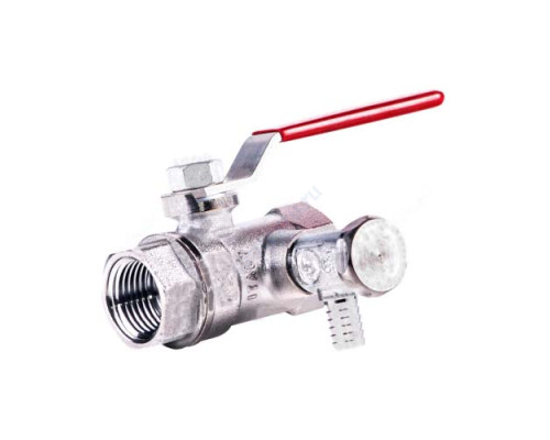 Кран шаровой латунь со спускником R250DS хром Ду 50 Ру35 ВР G2" рычаг со спускником Giacomini R250SX008