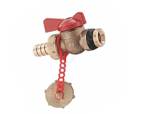 Кран шаровой латунь сливной R608D Ду 15 Ру10 НР/штуц G1/2" бабочка с заглушкой Giacomini R608DY113